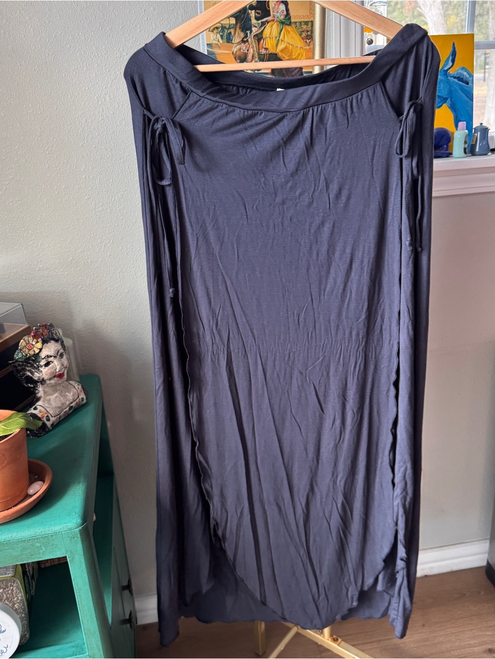 Women's Navy Earthbound Maxi Skirt with Side Tie Details